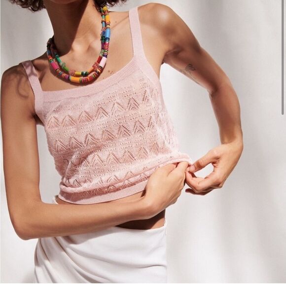 ZARA Pointelle Knit Top Size M - Picture 9 of 11